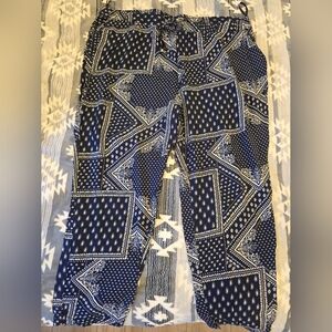 Papaya Blue and White Wide Leg Pants